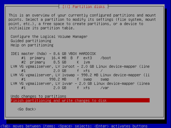 écran 10 debian de choix de partitionnement à l'installation