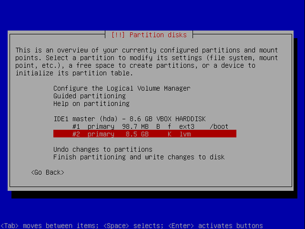 écran 6 debian de choix de partitionnement à l'installation